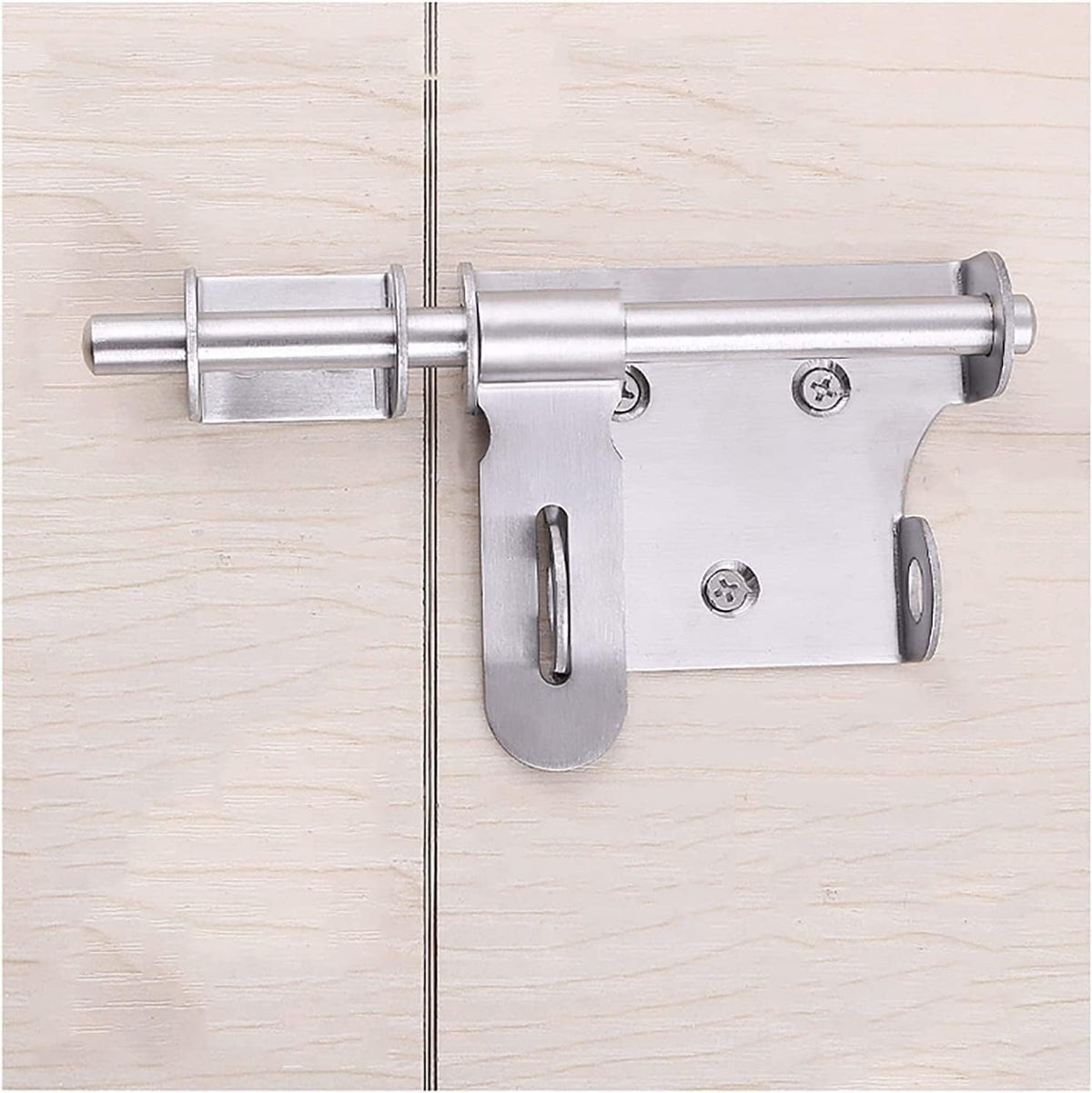 Barrel Slide Door Bolts 2 Pack Thickened Stainless Steel Heavy Duty Hasp Latch with Padlock Hole and Screws(6 inches)