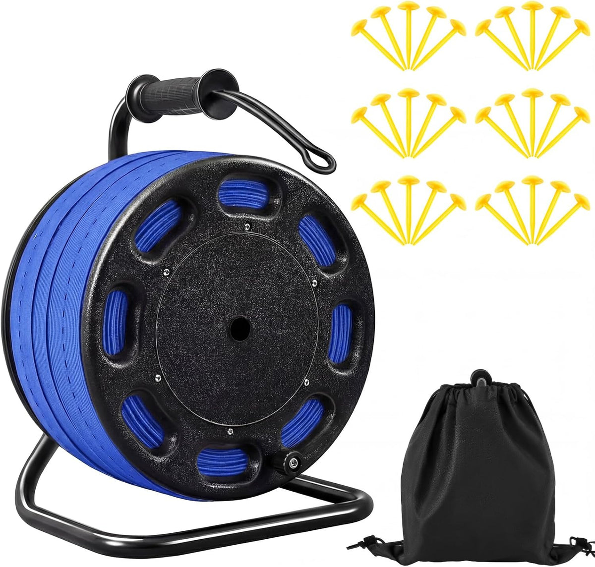 Shimeyao 328 ft Field Marking Tape Kit Stretchable Sports Boundary Rope with Ground Stakes Portable Durable Court Line Marker for Soccer Football Beach Volleyball Badminton Outdoor