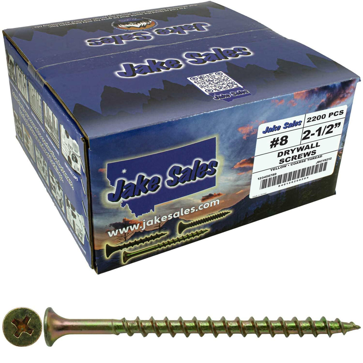 Drywall Screws: Yellow ZINC #8 x 2-1/2' COARSE Thread Drywall, Gypsum Board, Sheetrock, Plasterboard Screws. Use for Low Cost, All Purpose Wood Screws (22 POUNDS - 2,500 Approx. Screw Count)