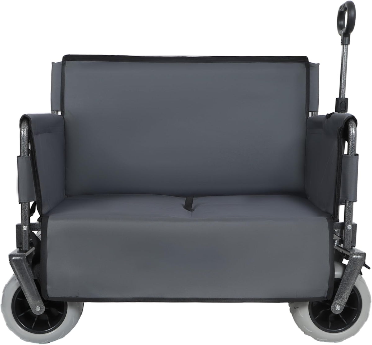 3-in-1 Convertible Folding Wagon Cart with Bench Seat & 180L Storage - 500lbs Heavy-Duty All-Terrain Wagon for Camping, Beach, Sports & Garden Use (Grey+ 9'x4' Wheels)