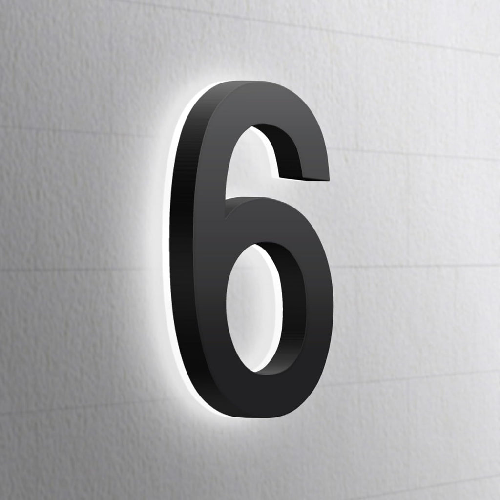 LED Illuminated House Numbers,Matte Black, Modern Address Signs Lighted Plaque For Outdoor Indoor.