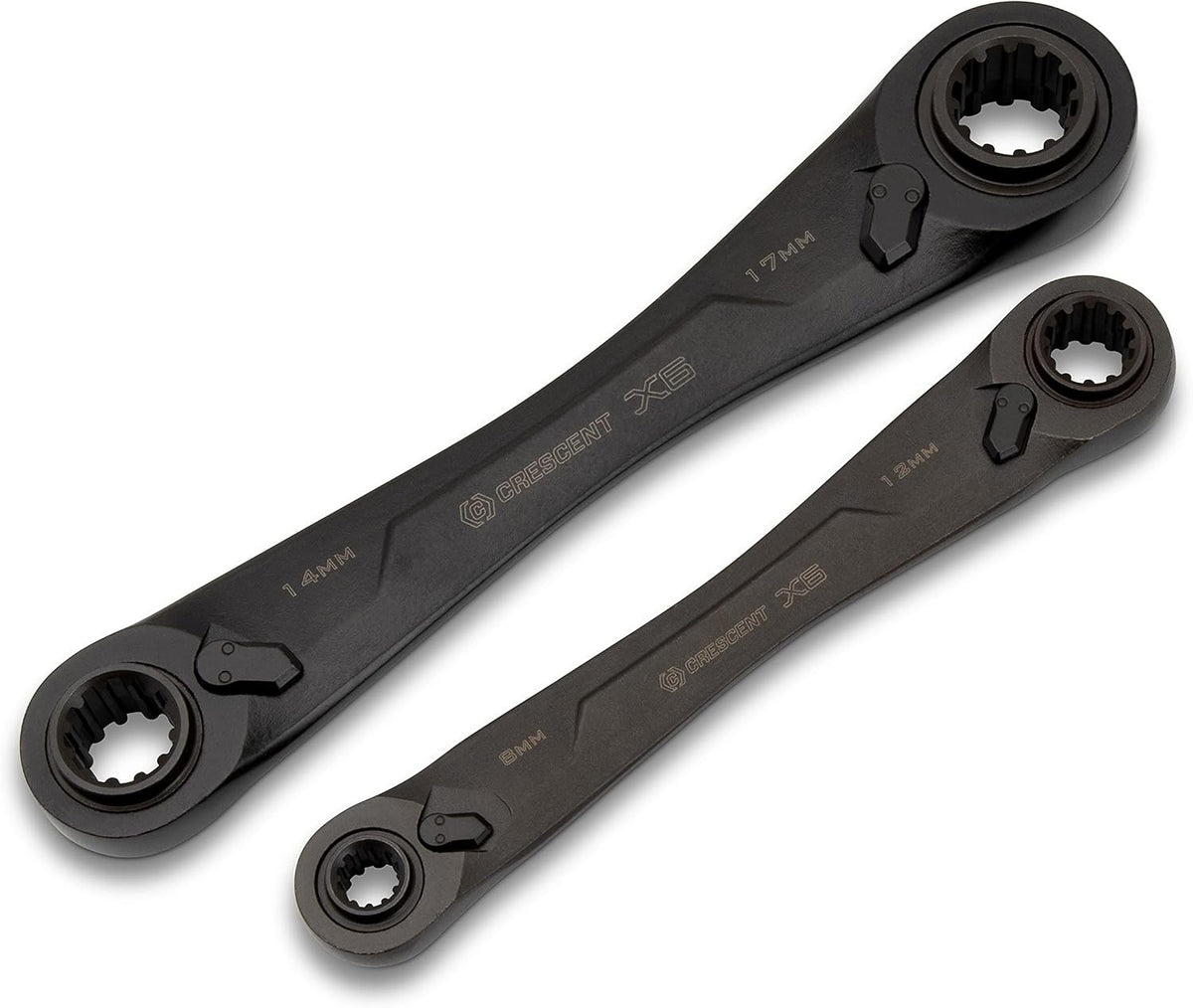 Crescent 2 Piece X6 4-in-1 Black Oxide Spline Ratcheting Metric Wrench Set - CX6DBM2 (Pack of 12)