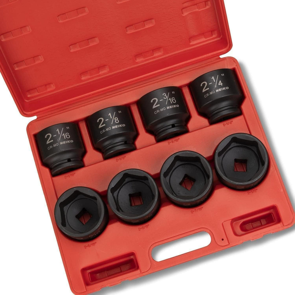 NEIKO 02392A 3/4' Impact Socket Set, 3/4' Drive, 8 PC Jumbo Sockets, SAE Standard Sizes 2-1/16 Inch to 2-1/2 Inch, Chrome-Moly Cr-Mo Steel