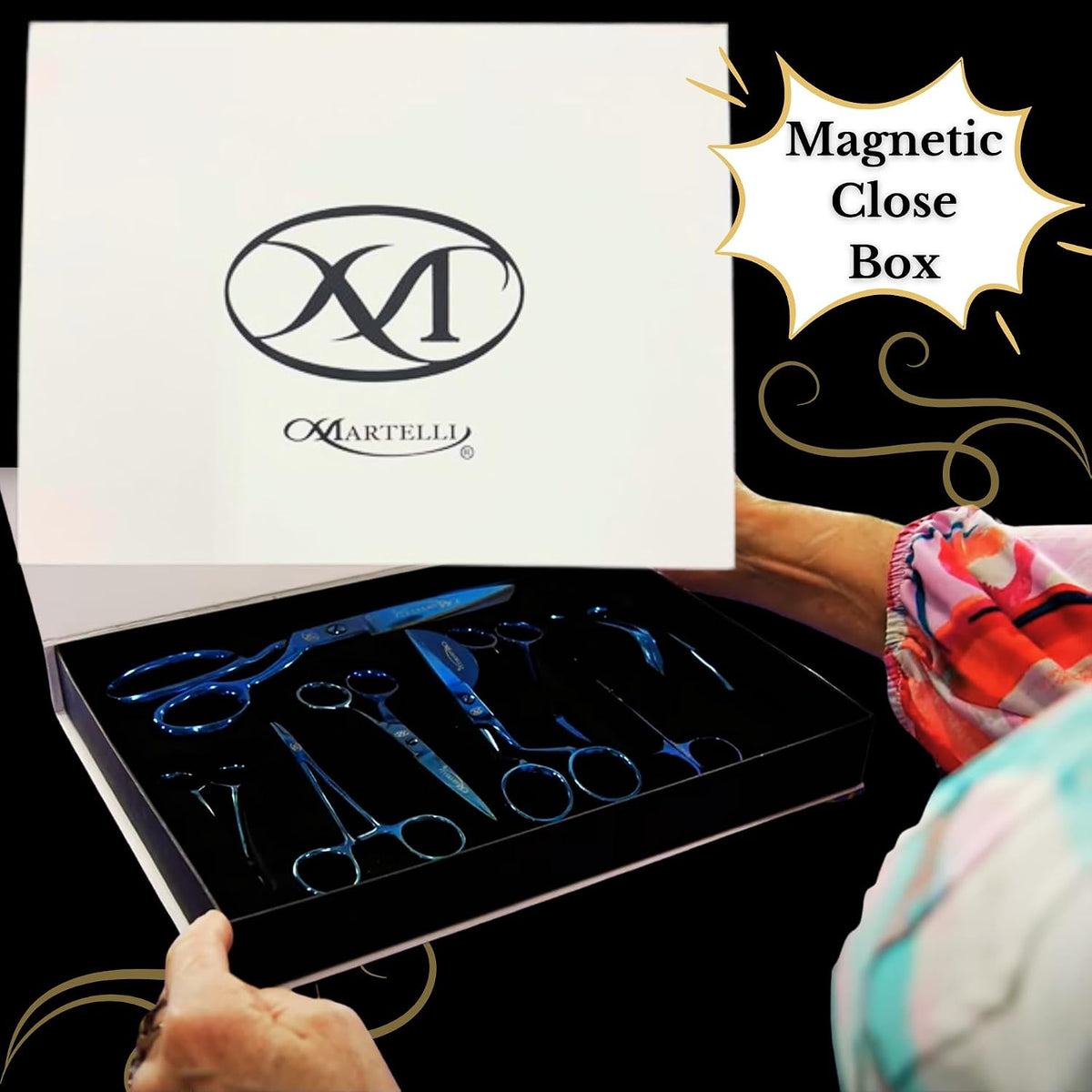 Martelli - 10 piece Stainless Steel Tailor Scissor Kit - Professional Sewing Shears for Fabric Cutting - Quilting and Fashion Design (BLUE) Quilters Shears