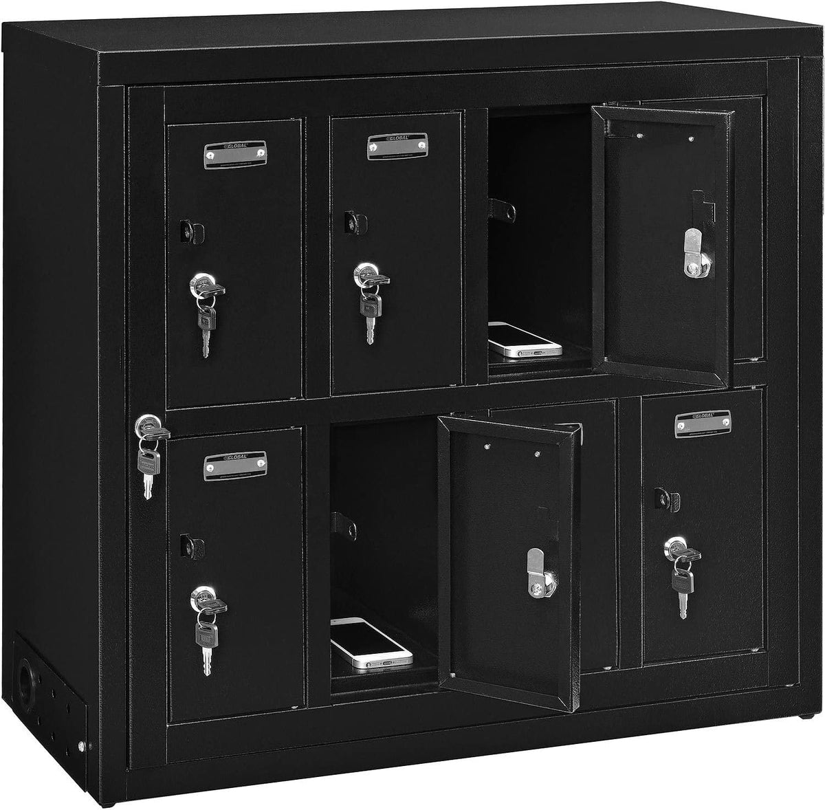 Global Industrial 8 Door Tablet & Cell Phone Charging Locker, Keyed Lock & Hasp and Master Door Open