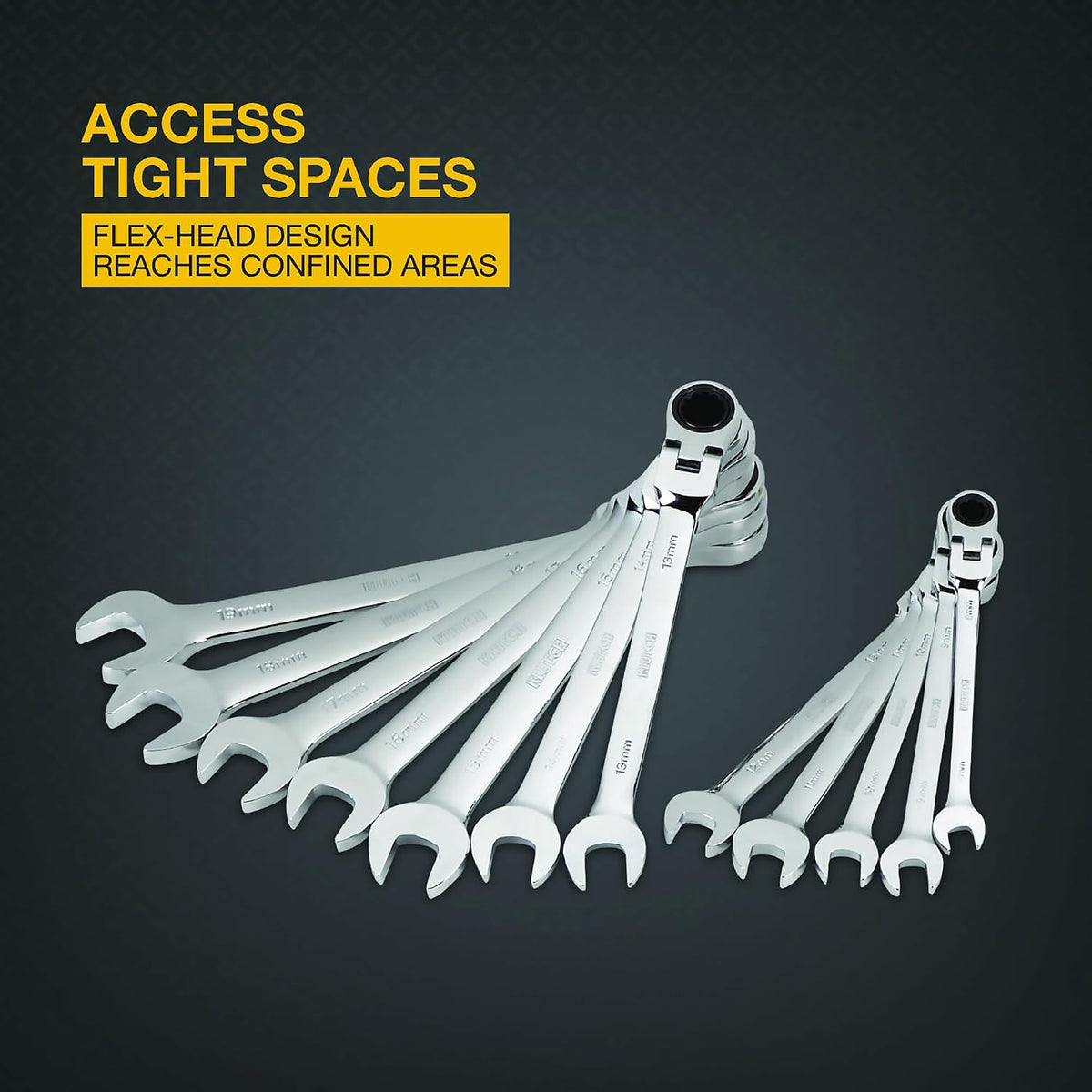 Klutch Flex Ratchet Wrench Set - 12-Pc. Metric, 8mm-19mm