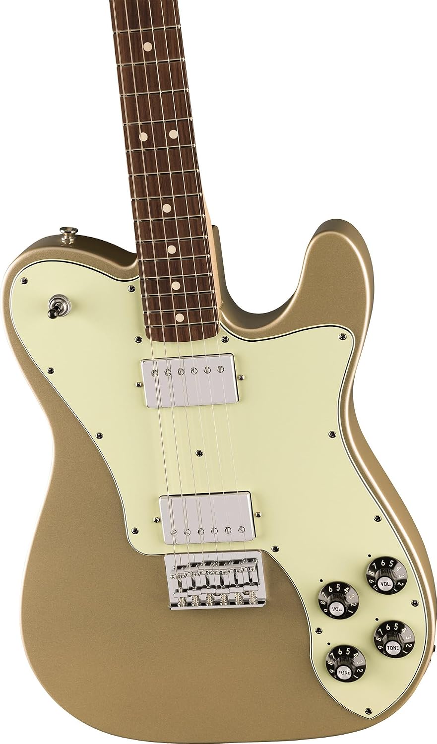 Fender Chris Shiflett Telecaster Deluxe - Shoreline Gold Bundle with Case, Cable, Strap, and Guitar Cleaning Kit