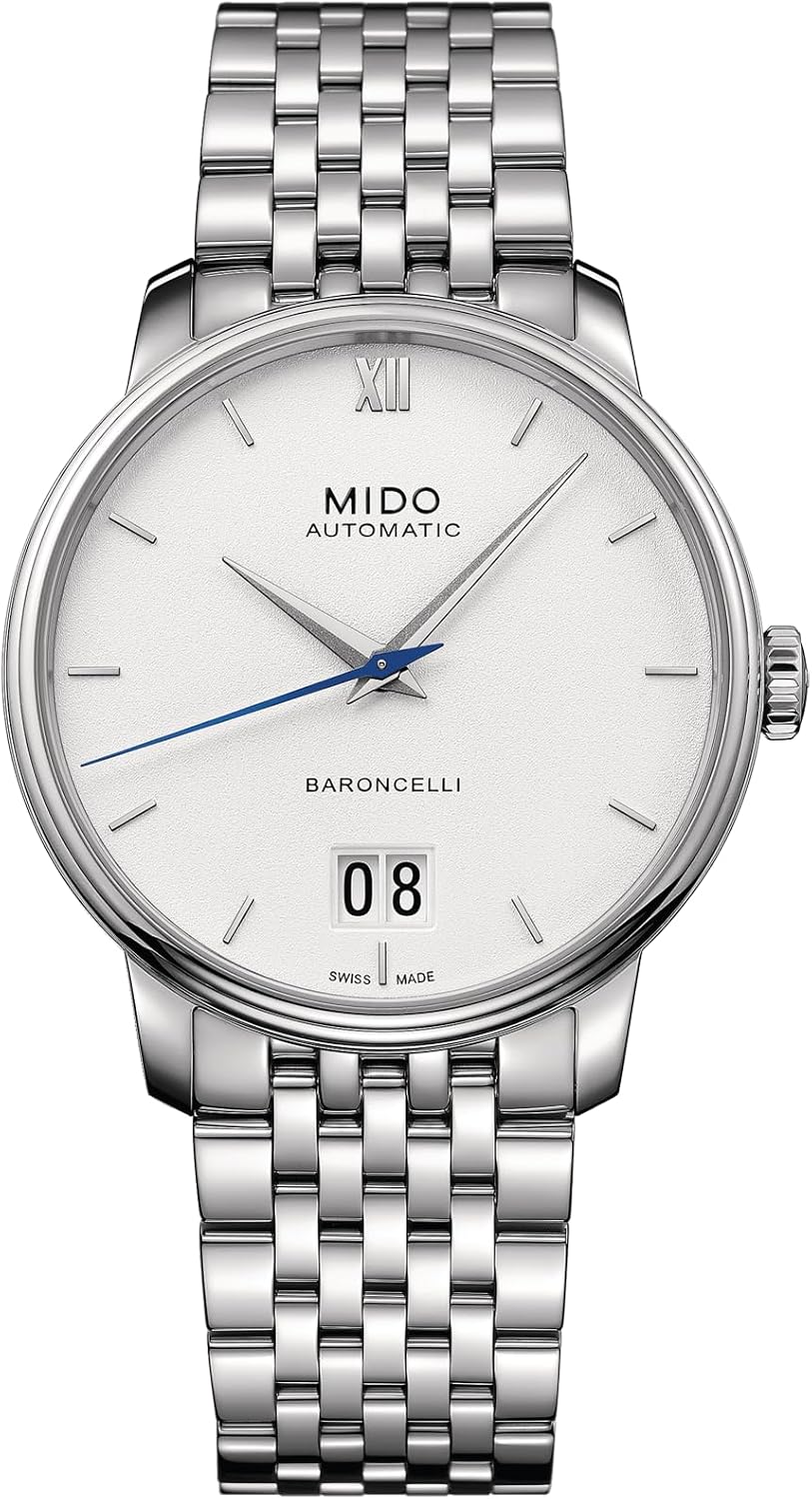 MIDO Baroncelli Big Date - Swiss Automatic Watch for Men - White Dial - Case 40mm - M0274261101800