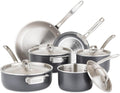 Viking 5-Ply Pots and Pans Set, 10 Piece Hard Anodized Cookware, Stainless Steel Lids, Silver
