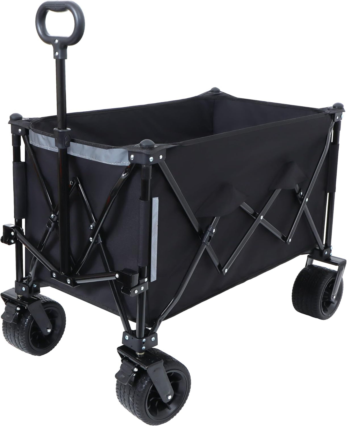 Foldable GCart with Heavy Duty Wheels 480lbs Load Capacity, Portable Utility Wagon for Camping, Sports, Groceries, Black