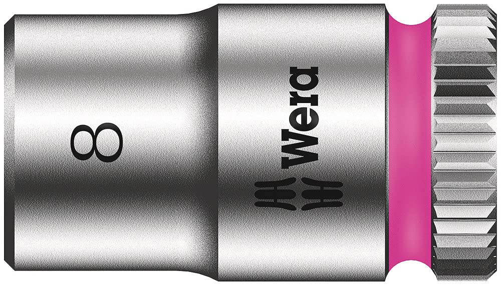 Wera 05004017001 8100 SA 7 Zyklop Metric Metal Ratchet Set with Push-Through Square, 28 Piece, 1/4' Drive