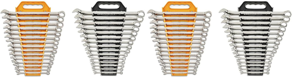 GEARWRENCH 30 Piece 12 Point Long Pattern Combination SAE/Metric Wrench Set with Wrench Racks (1/4-1 in., 8-22 mm) - 81937 (Pack of 2)