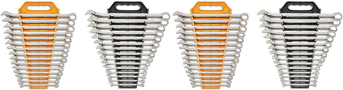 GEARWRENCH 30 Piece 12 Point Long Pattern Combination SAE/Metric Wrench Set with Wrench Racks (1/4-1 in., 8-22 mm) - 81937 (Pack of 2)