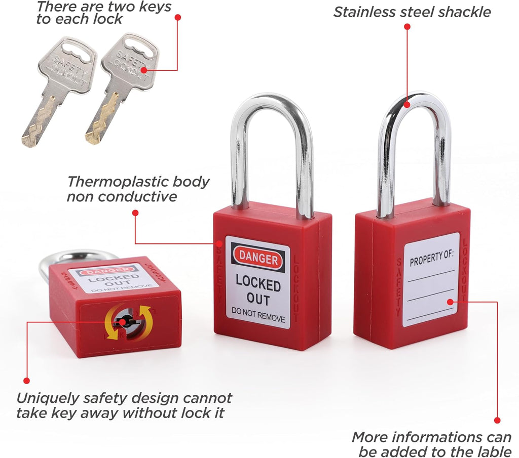 73 PCS OSHA Compliant Lockout Tagout Kit- Safety Loto Kit with Padlocks, Lockout Hasps, Loto Tags, Circuit Breaker, Electrical Plug, Ball/Gate/Cable Locks for Industrial Electrical & Machinery Safety