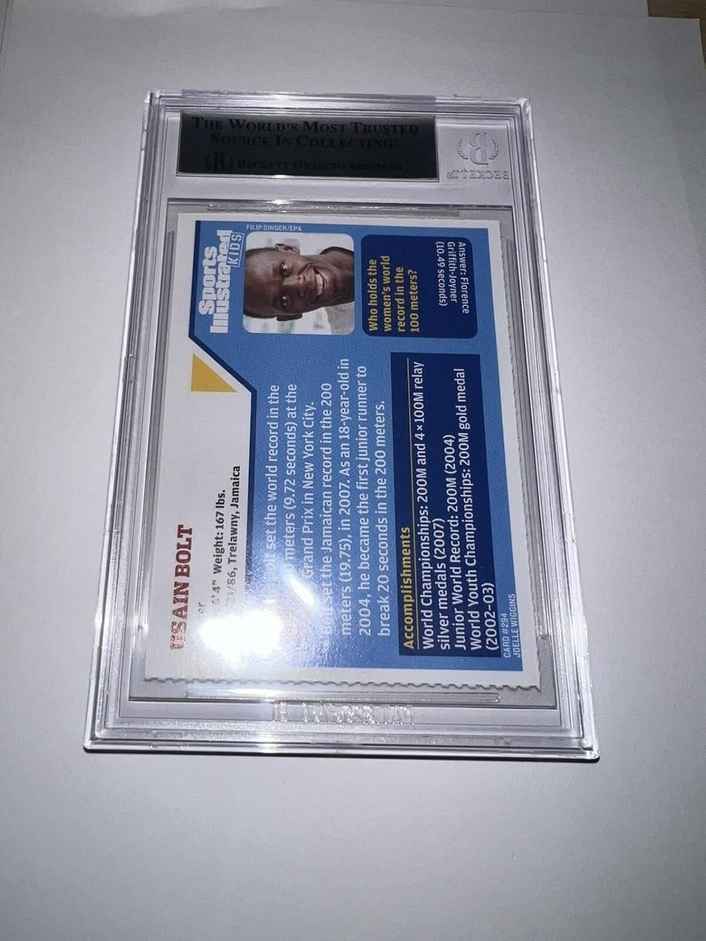 Usain Bolt Signed 2008 SI For Kids Trading Card Rookie Medal Beckett #3 - Autographed Olympic Cards