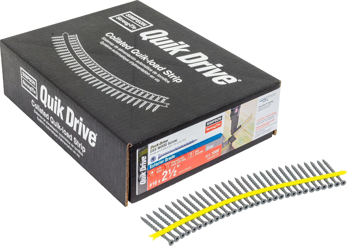 Simpson Strong-Tie DSVG212S Deck-Drive DSV Wood Screw (Collated) — #10 x 2-1/2 in. T25 6-Lobe, Gray (1000-Qty)