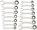 GEARWRENCH 14 Piece 90-Tooth 12 Point Stubby Combination Ratcheting Wrench Set, SAE & Metric | 3/8' to 3/4' & 10mm to 18mm| 86859