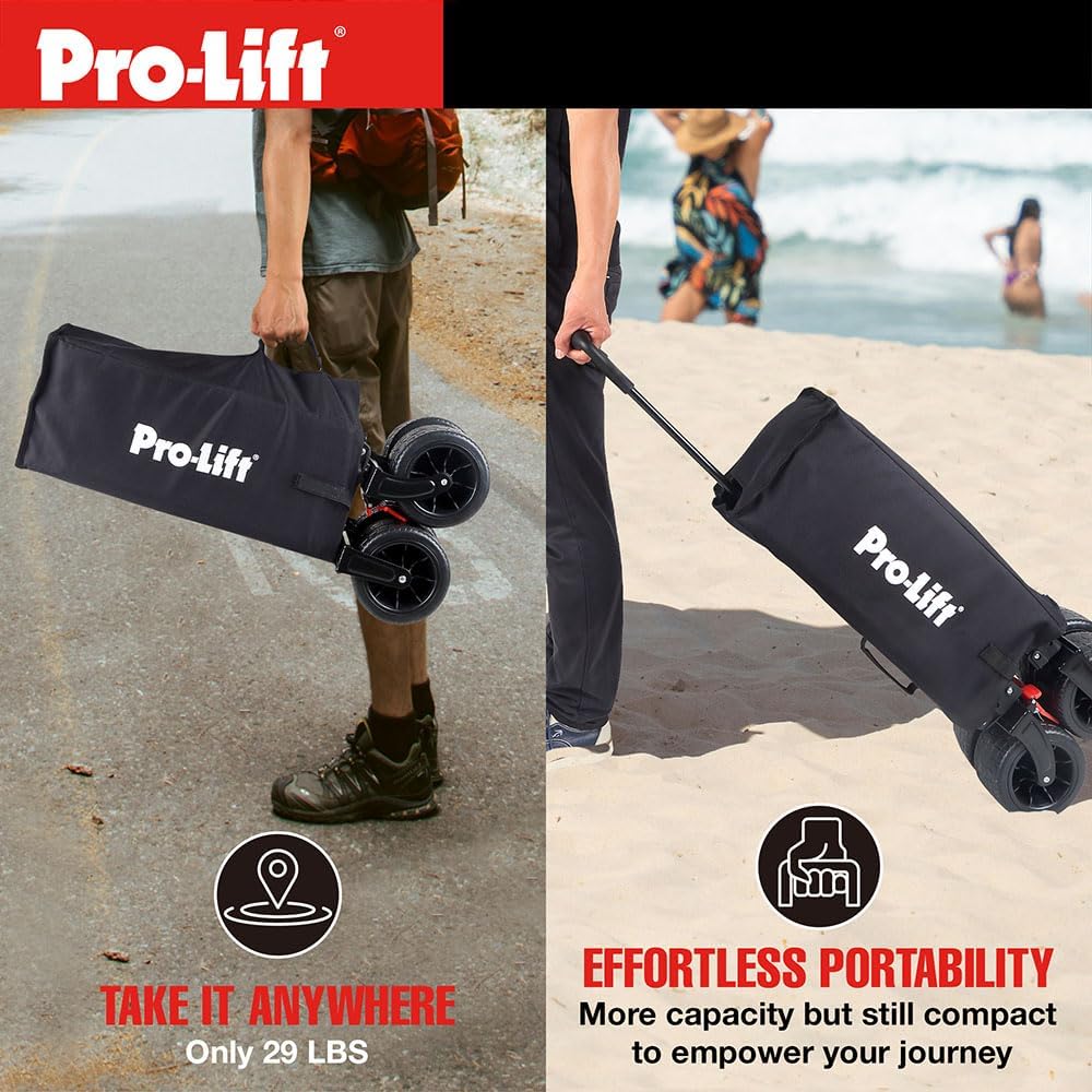 Pro-Lift Collapsible Folding Wagon– Beach Cart Large Capacity, Heavy Duty Folding Wagon Portable, for Outdoor Sports, Grocery, Camping, Shopping, Garden, Sports, Load up to 330LBS