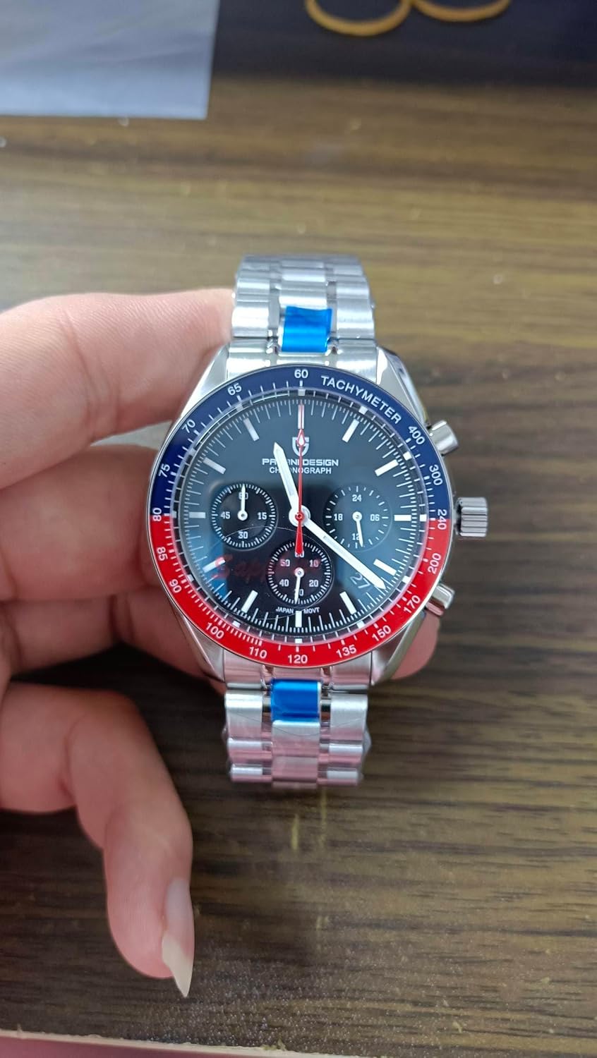 Pagani Design 1701 V3 Men's Chronograph Quartz Dial 40mm VK63 Movement Stainless Steel Mirror Sapphire Watch 100 Meter Water Resistant Sport Watch