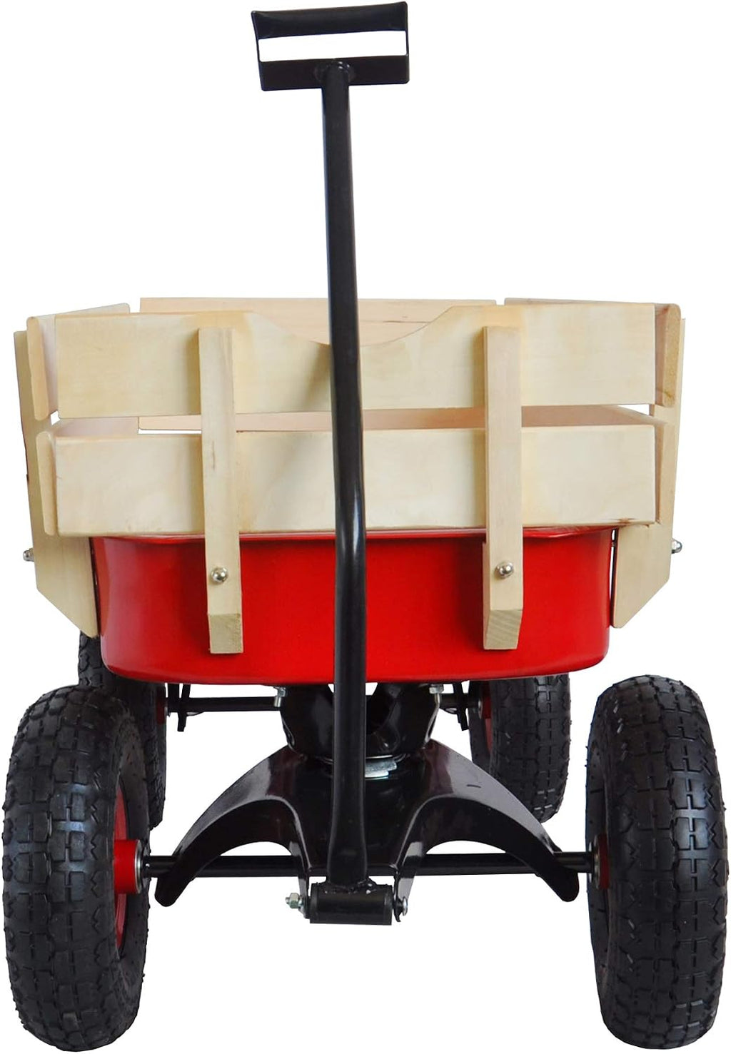 Outdoor Sport Wagon All Terrain Pulling with Removable Wooden Side Panels Air Tires Big Foot Panel Wagon - Red
