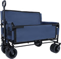 CIATRE 3-in-1 Heavy-Duty Convertible Folding Wagon Cart with Bench Seat & Storage – 500lb Capacity, 180L All-Terrain Wagon for Camping, Beach, Sports, & Garden – 360° Swivel Wheels (Dark Blue)