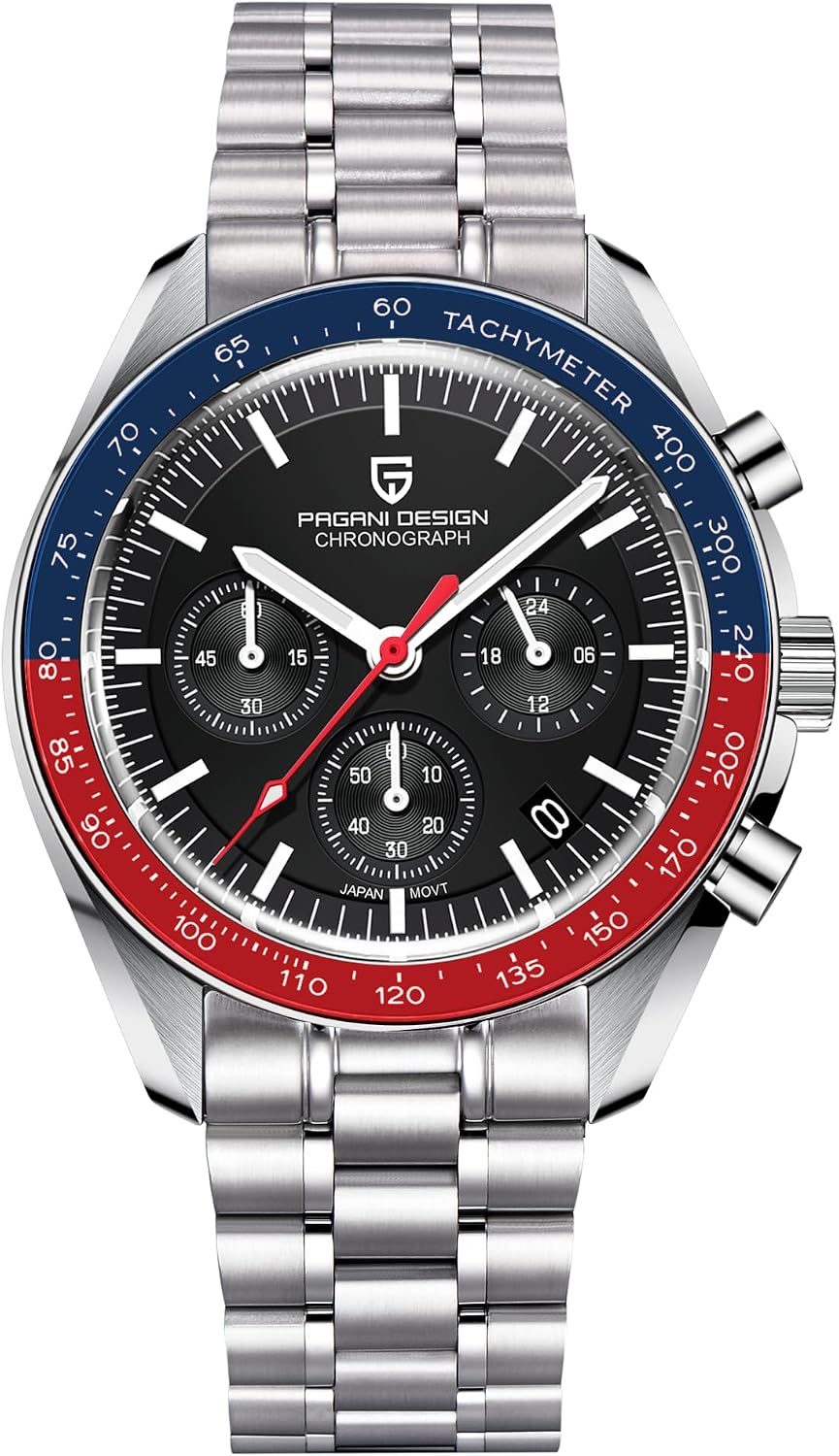 Pagani Design 1701 V3 Men's Chronograph Quartz Dial 40mm VK63 Movement Stainless Steel Mirror Sapphire Watch 100 Meter Water Resistant Sport Watch