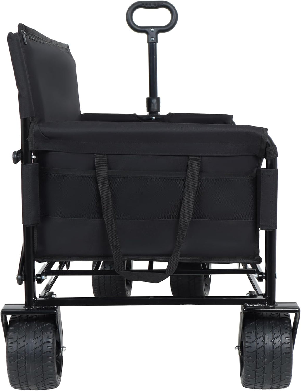 CIATRE 3-in-1 Heavy-Duty Convertible Folding Wagon Cart with Bench Seat & Storage – 500lb Capacity, 180L All-Terrain Wagon for Camping, Beach, Sports, & Garden – 360° Swivel Wheels (Black)