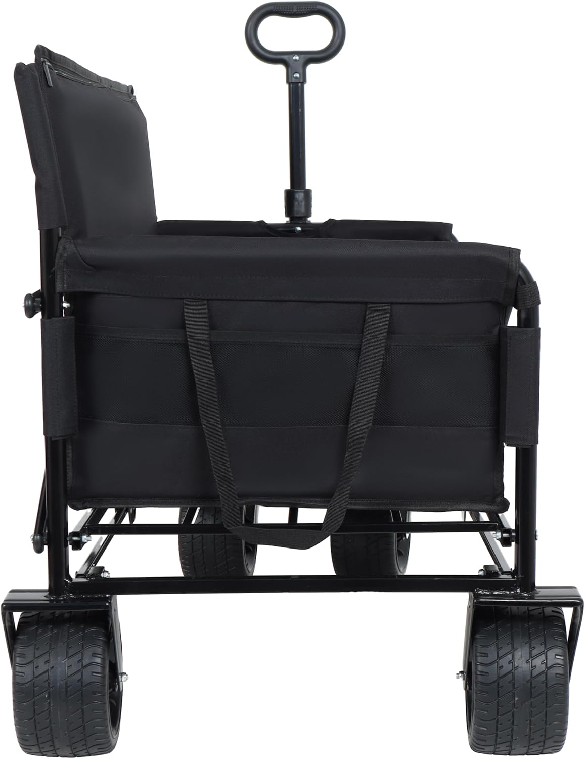 CIATRE 3-in-1 Heavy-Duty Convertible Folding Wagon Cart with Bench Seat & Storage – 500lb Capacity, 180L All-Terrain Wagon for Camping, Beach, Sports, & Garden – 360° Swivel Wheels (Black)