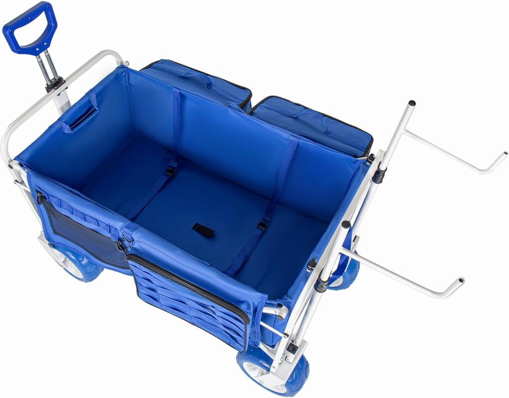500lbs Heavy-Duty Beach Wagon Cart.9 All-Terrain Wheels,Adjustable Handle,Folding Chair Racks,Insulated Cooler Bags &Multi-Pocket Storage for Beach,Camping &Outdoor Sports.Collapsible Utility Wagon
