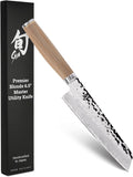 Shun Premier Blonde 6.5' Master Utility Knife, Handcrafted Japanese Knife, VG-MAX Core with Damascus Stainless Steel Cladding, Pakkawood Handle, Precision and Sharpness for Professional and Home Chefs