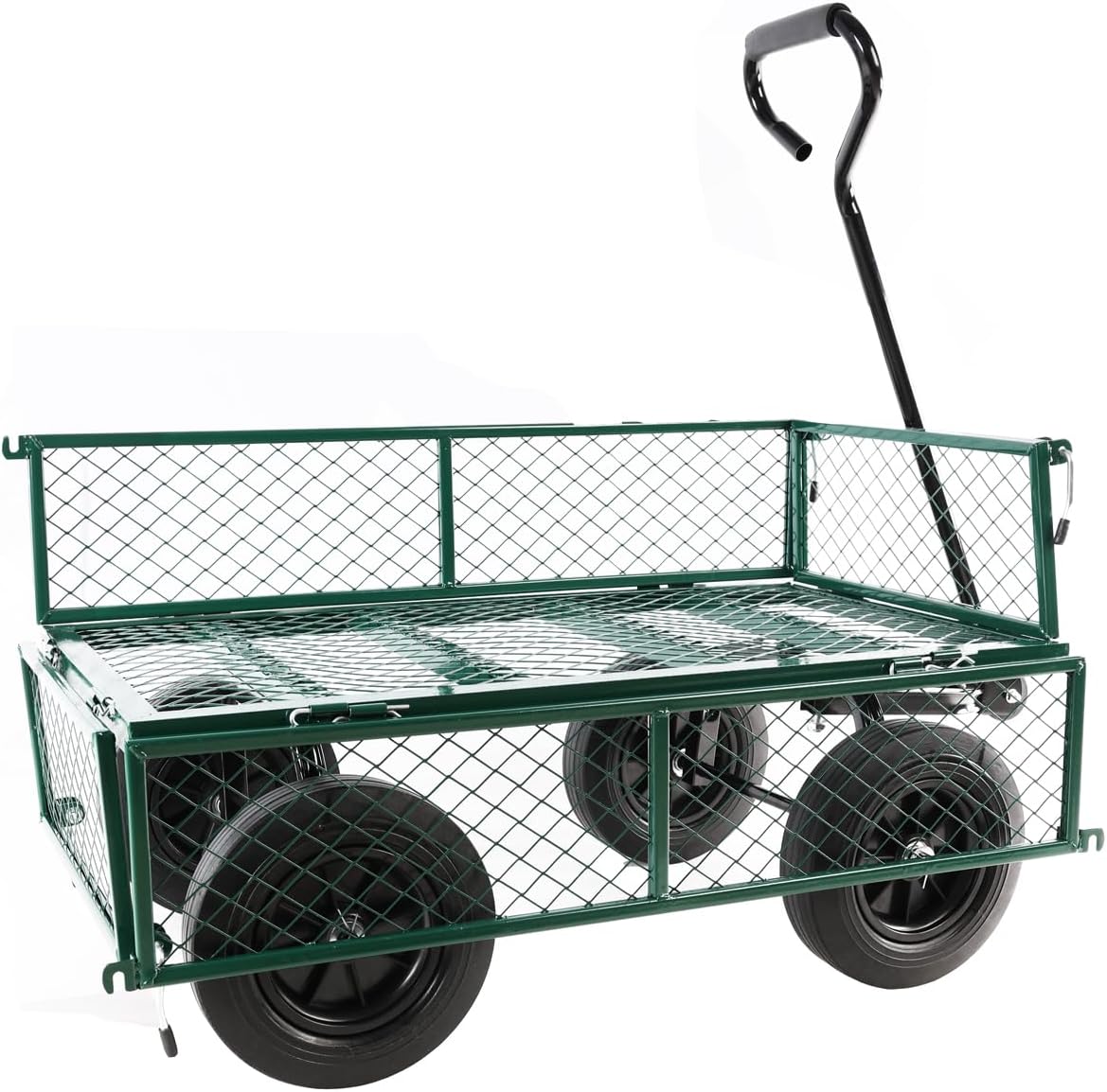 Green Wagon Cart with Solid Wheels, Heavy Duty Wagon, Utility Garden Cart for Sports Outdoor Wagon for Sports Beach Camping,Beach Cart with Wheels 37' L x 19.48' W x 40' H