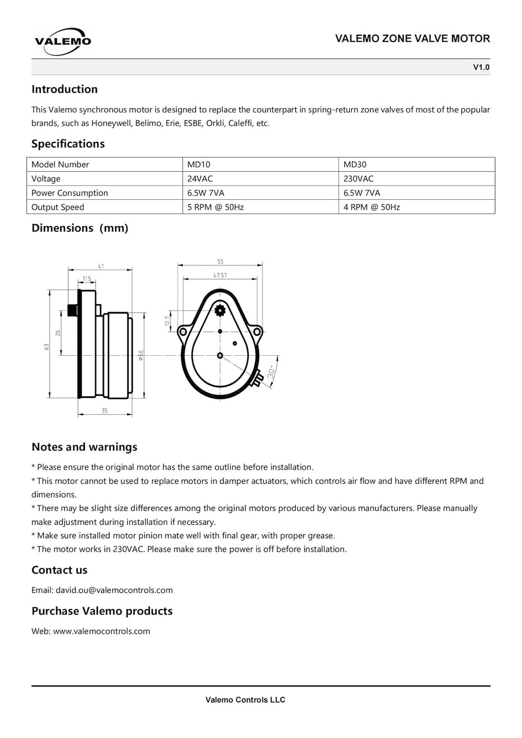 CASE of (40) MD10 - Replacement Motor for Honeywell Zone Valves