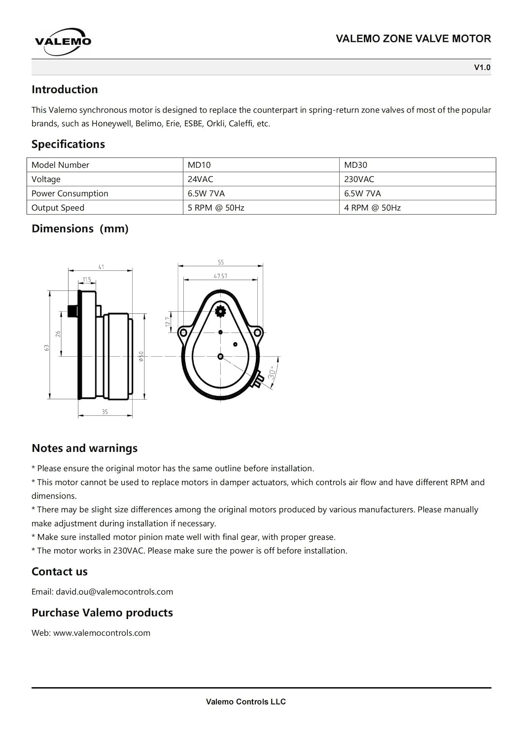 CASE of (40) MD10 - Replacement Motor for Honeywell Zone Valves