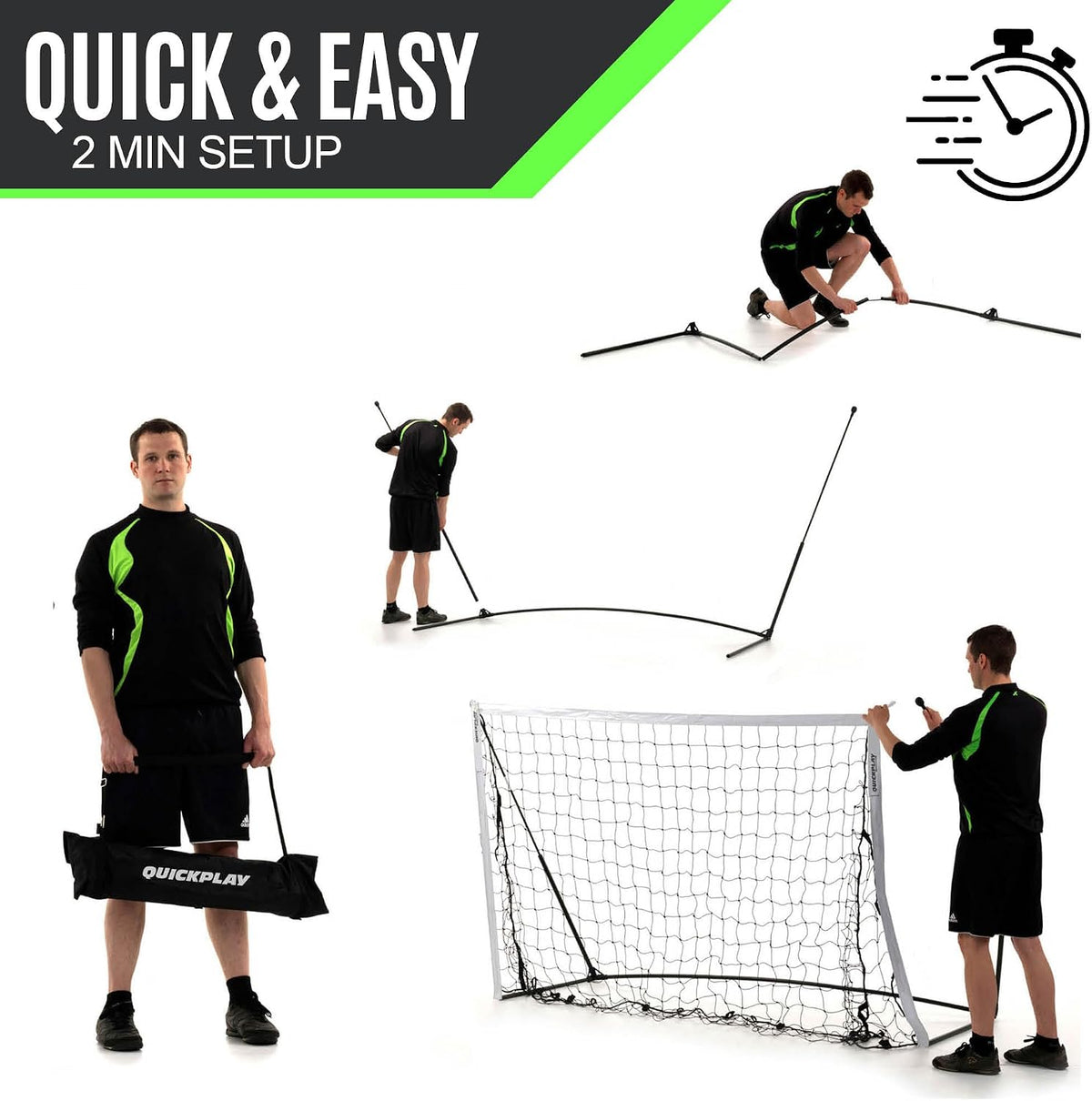 QuickPlay Kickster Elite Portable Soccer Goals - Ultra Fast Setup Weighted Training Goals for Backyard, Turf & Indoor Use - Durable Soccer Nets for Home & Team Practice