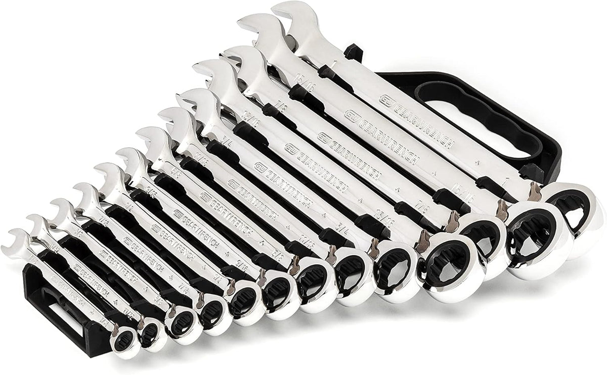 GEARWRENCH 13 Pc. 12 Pt. Reversible Ratcheting Combination Wrench Set, SAE - 9509N (Pack of 4)