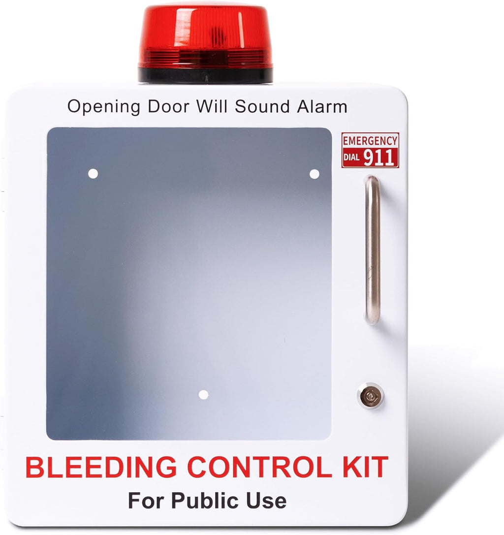 Bleeding Control Kit Emergency Wall Mount Cabinet | Fits Most Standard Bleeding Kits Including Stop the Bleed | Bleeding Kit not Included (White)