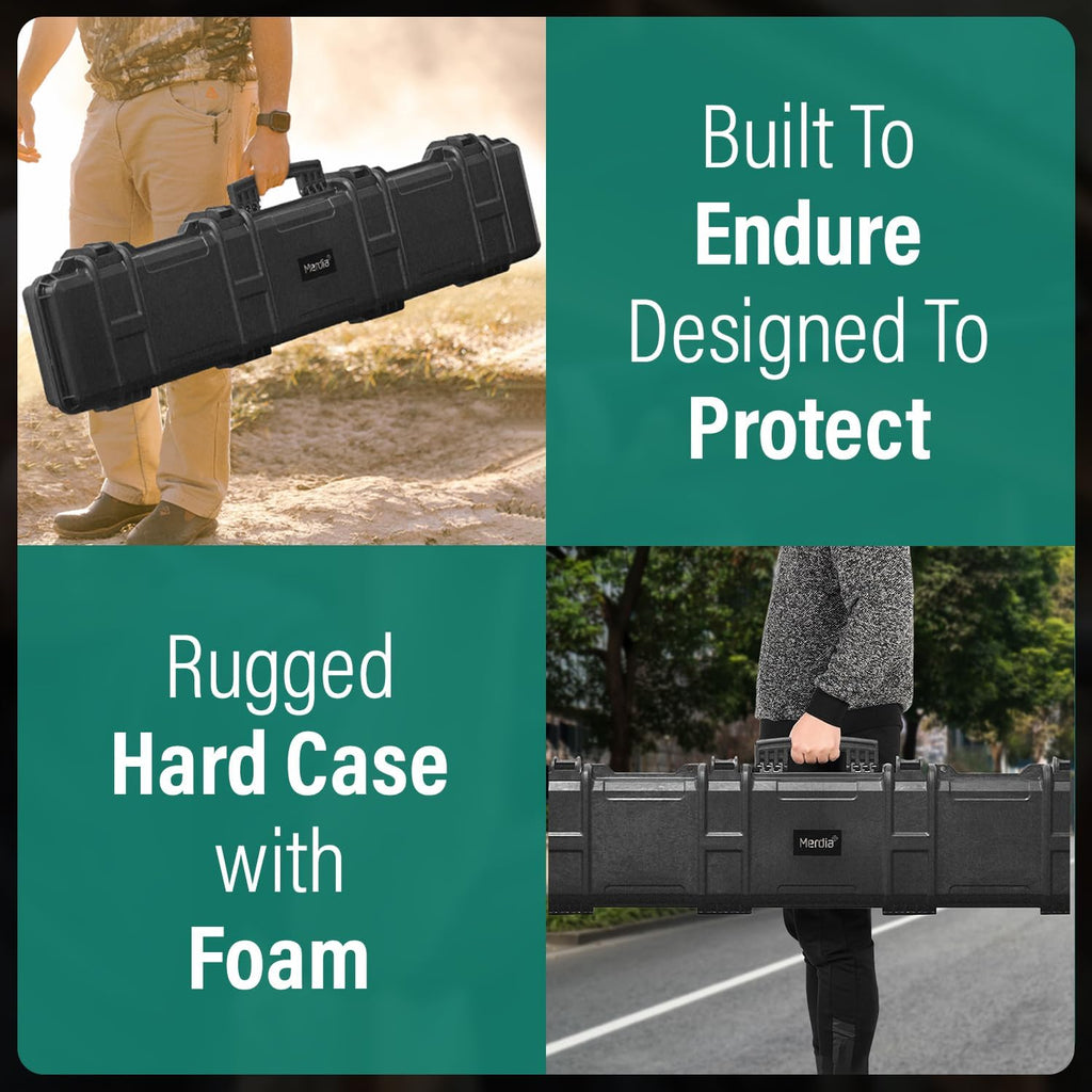Merdia Gun Case Precision Hard Locking Rifle Cases Ultra Protective Case Intensive Convoluted Foam Shot Gun Case | AR Accessories | Rifle Bag | Hard Gun Cases for Rifles | Shotgun Case