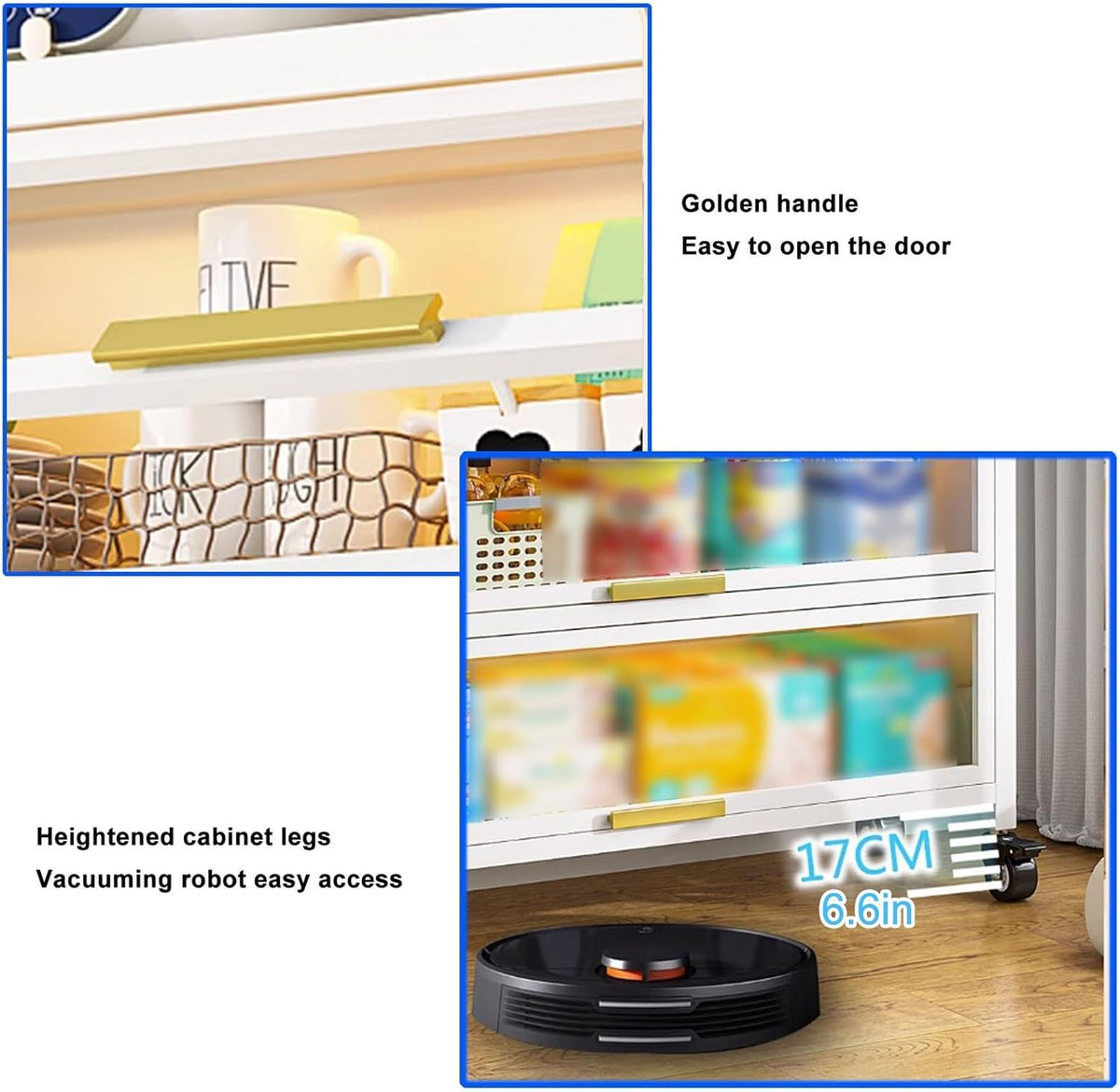 Black 5-Tier Kitchen Bakers Rack with Power Outlets & Wheels, Large Storage Shelf for Garage, Pantry & Home - 60cm/23.6in Kitchen Cabinet Organizer