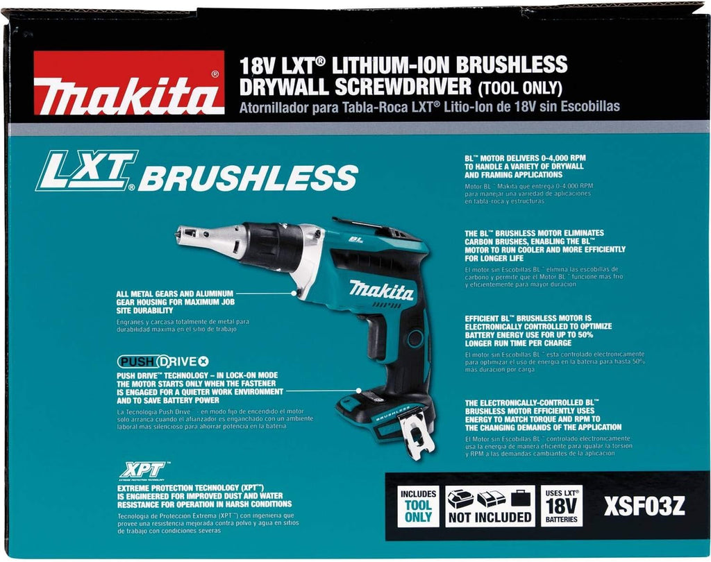 Makita XSF03Z-R 18V LXT Cordless Lithium-Ion Brushless Drywall Screwdriver (Tool Only) (Renewed)