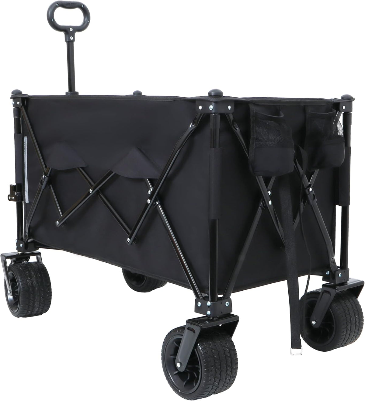 Foldable GCart with Heavy Duty Wheels 480lbs Load Capacity, Portable Utility Wagon for Camping, Sports, Groceries, Black