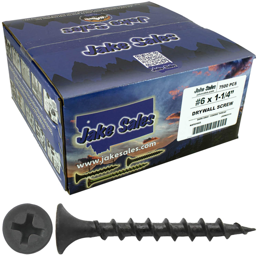 Gray Phosphate Drywall Screws: #6 x 1-1/4' COARSE Thread Drywall, Gypsum Board, Sheetrock, Plasterboard Screws. Use for Low Cost, All Purpose Wood Screws (34 POUNDS - 8000 Approx. Screw Count).