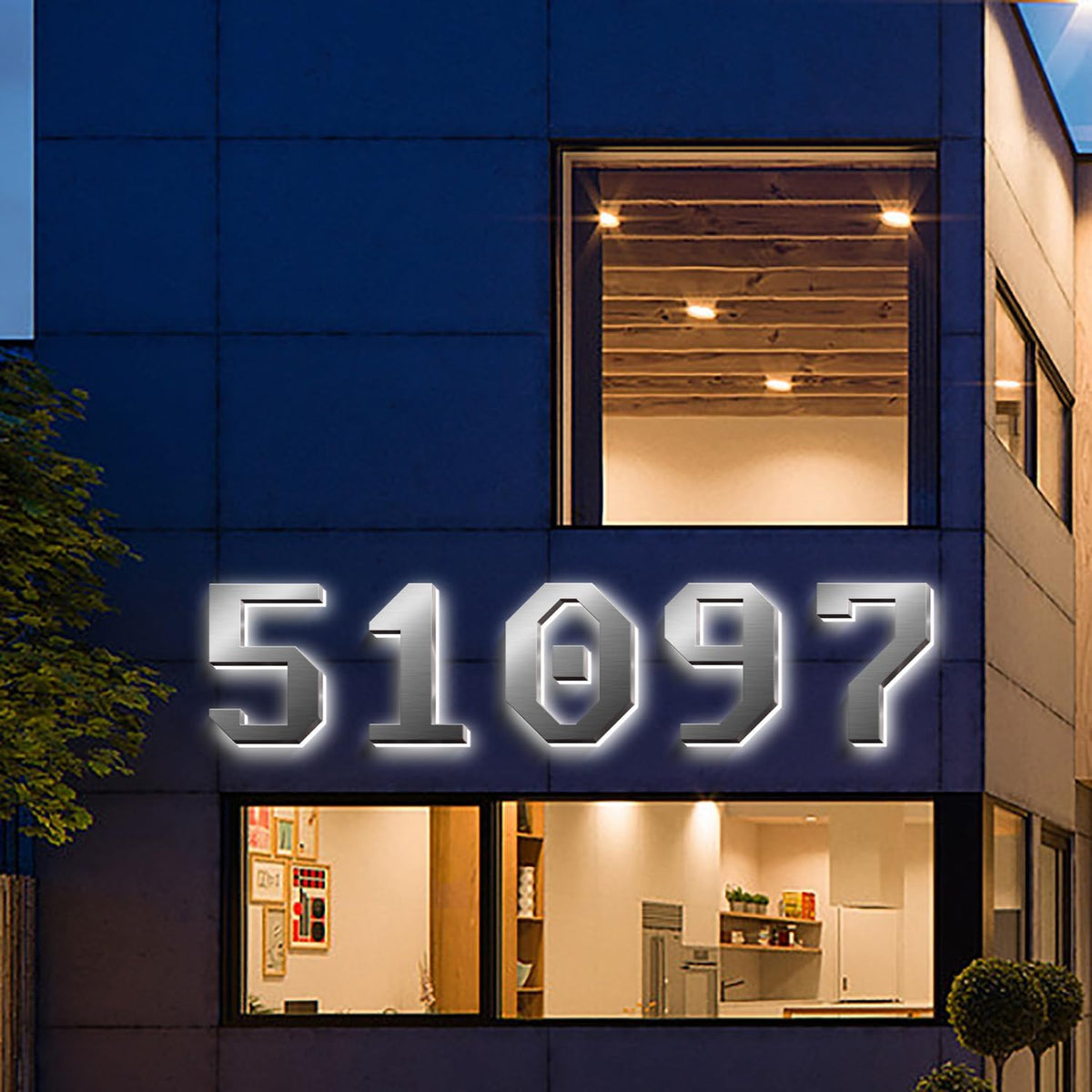 Illuminated House Numbers, Stainless Steel House Address Numbers, Backlit LED Illuminated Home Address Number, Lighted House Numbers, Modern Address Numbers,16 Inch/400mm,5