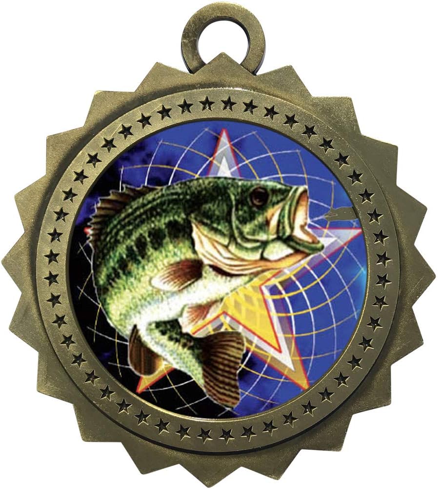 1 to 50 Packs Fishing Gold Medals Trophy Award with Free Custom Engraving D03-FCL470