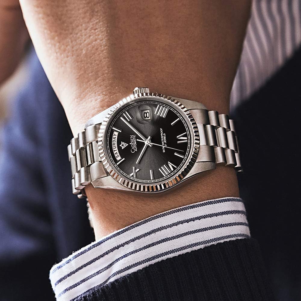 CADISEN Men's Automatic MIYOTA 8285 Mechanical Watch Casual Watches for Men Waterproof Sapphire