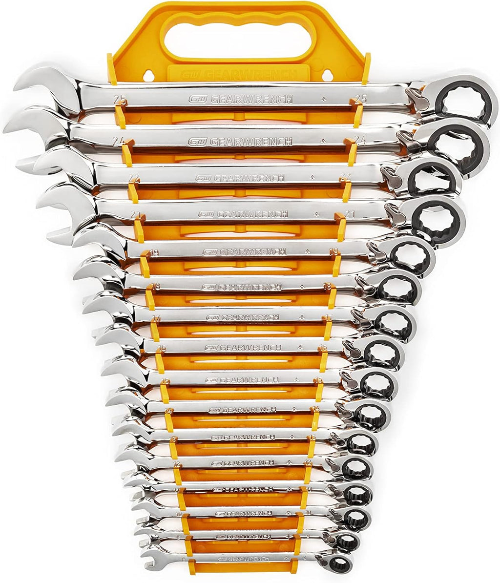 GEAWRENCH 16 Pc. Reversible Ratcheting Combination Wrench Set, Metric - 9602N