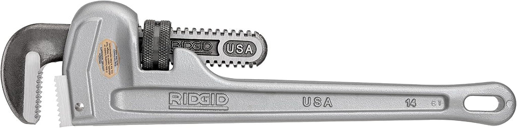RIDGID 31095 Model 814 Aluminum Straight 14' Plumbing Pipe Wrench, Silver, Made in the USA (Pack of 6)