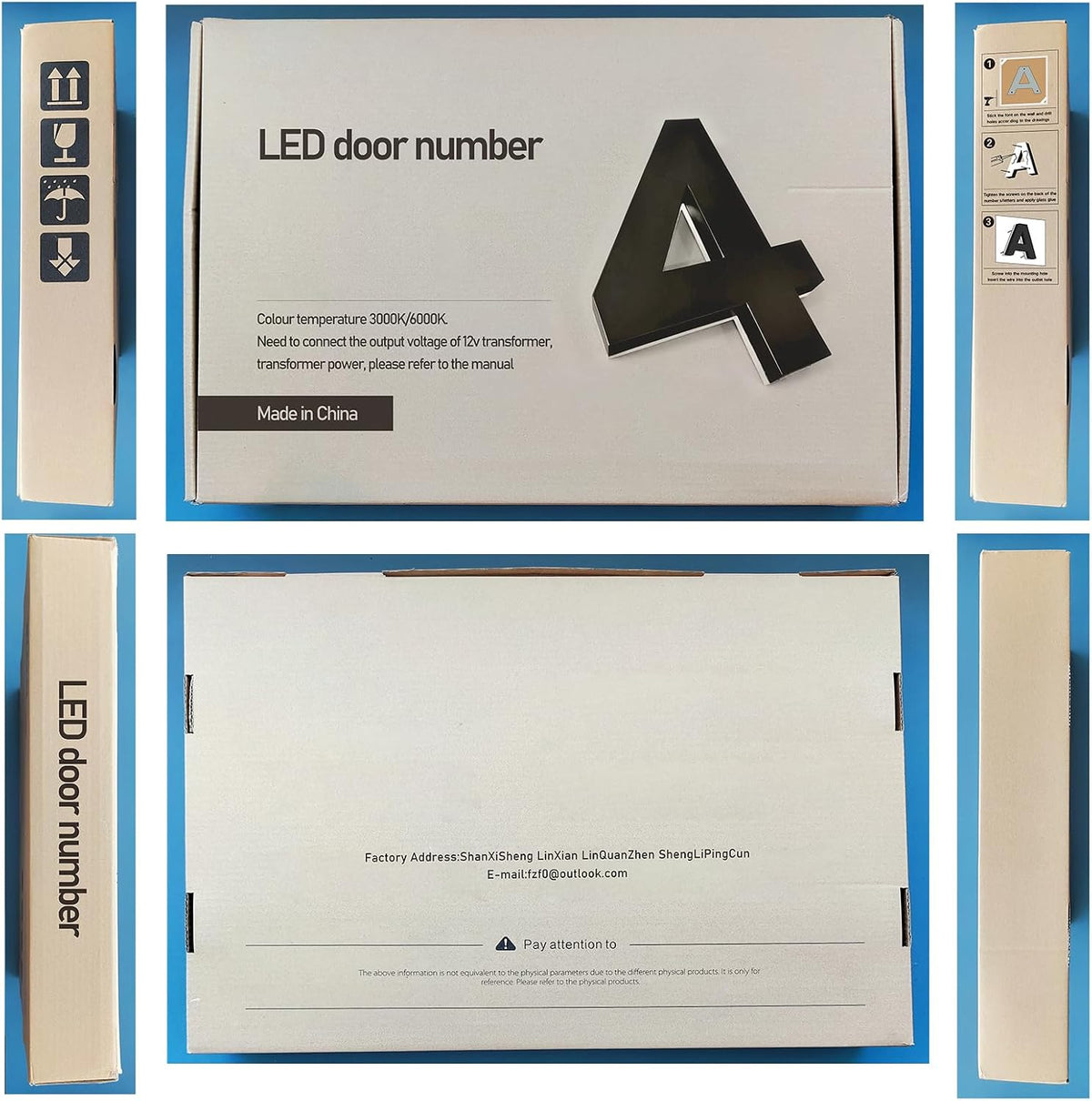 Backlit Illuminated LED House Numbers For House Street, Stainless Steel Illuminated House Number, Modern Up-Scale Look, Lighted Address Number Sign,14 Inch/350mm,3