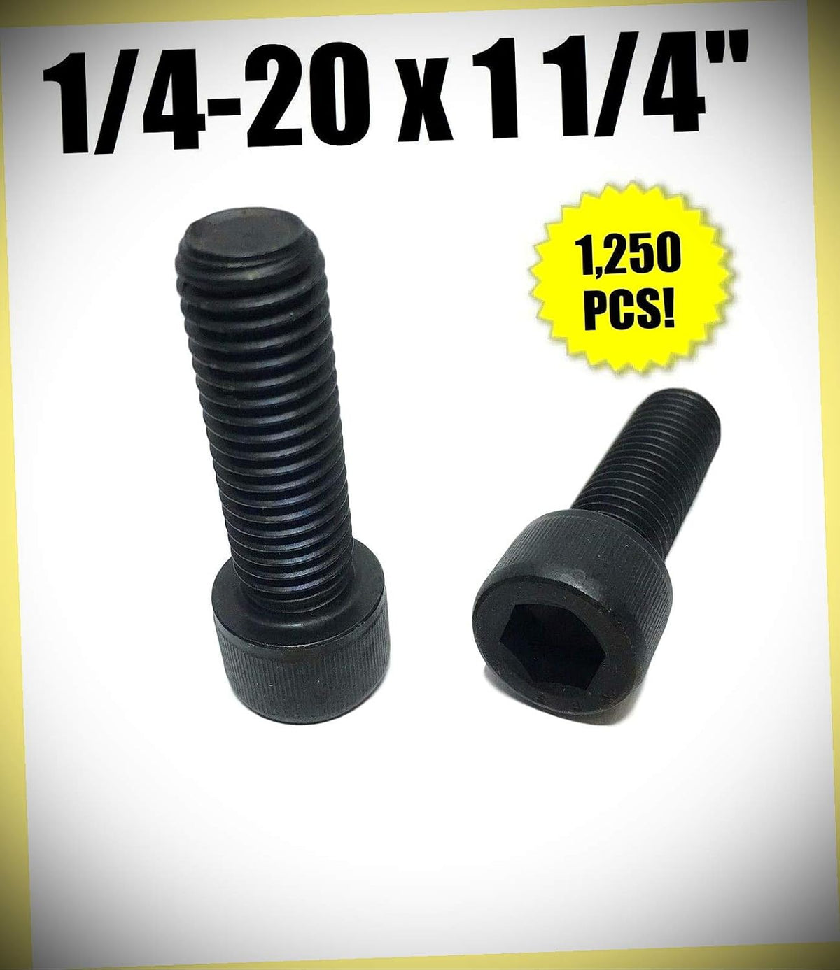 Package of 1250 (pcs) 1/4-20 x 1 1/4' Socket Head Allen Cap Screw 12.9 Black Oxide Bulk Set #RD-4108FST Warranity by Pr-Mch