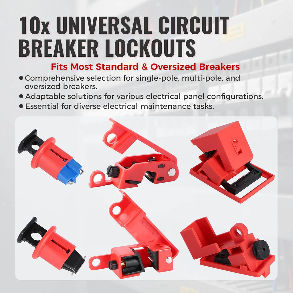 50 PCS Lockout Tagout Kit, OSHA Compliant Electrical Loto Kit, Safety Padlocks, Circuit Breaker Lockouts, Valve Lock, Hasp & Loto Tags, Industrial Safety Electrical & Mechanical