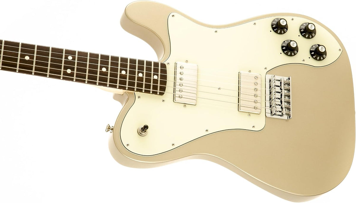 Fender Chris Shiflett Deluxe Telecaster Electric Guitar, with 2-Year Warranty, Shoreline Gold, Rosewood Fingerboard